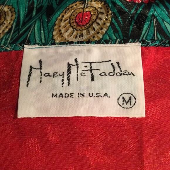 Vintage Mary McFadden Peacock Caftan Kaftan Dress Medium - Picture 5 of 8